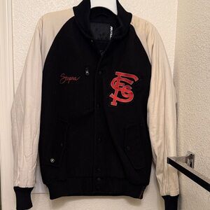 Supra Black and Cream Varsity Jacket
